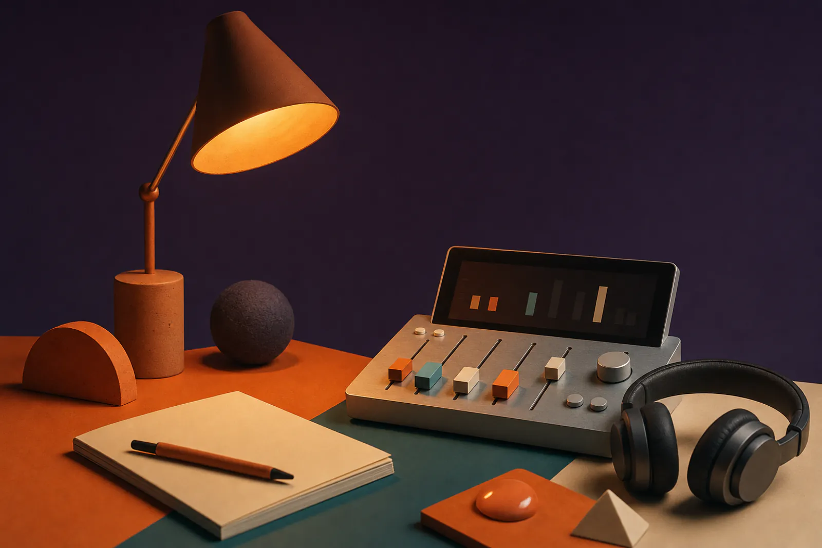 Home studio desk prepared for a simple rough mix